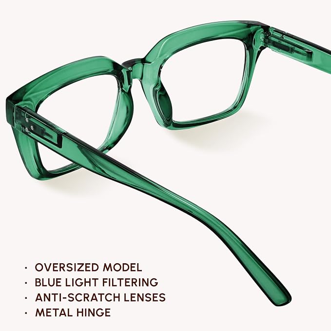 IBOANN Oversized Blue Light Glasses for Woman, Funky Fashion Glasses With Preppy Look, Reduce Screen Fatigue Computer Glasses