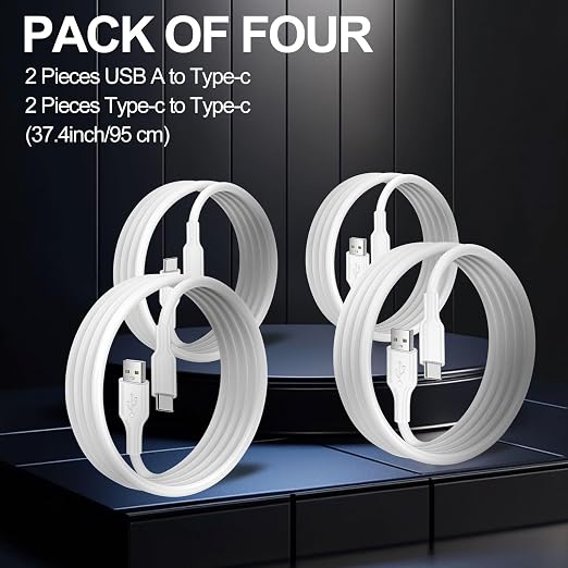 4 Pack Charging Cable 60W 3.1FT(2 Pack USB to USB C Cable and 2 Pack USB C to USB C Cable) Type C 60W Fast Charging Cable for iPhone 17 Series/16 Series/15 Series,iPad,AirPods,Watch,Samsung and More
