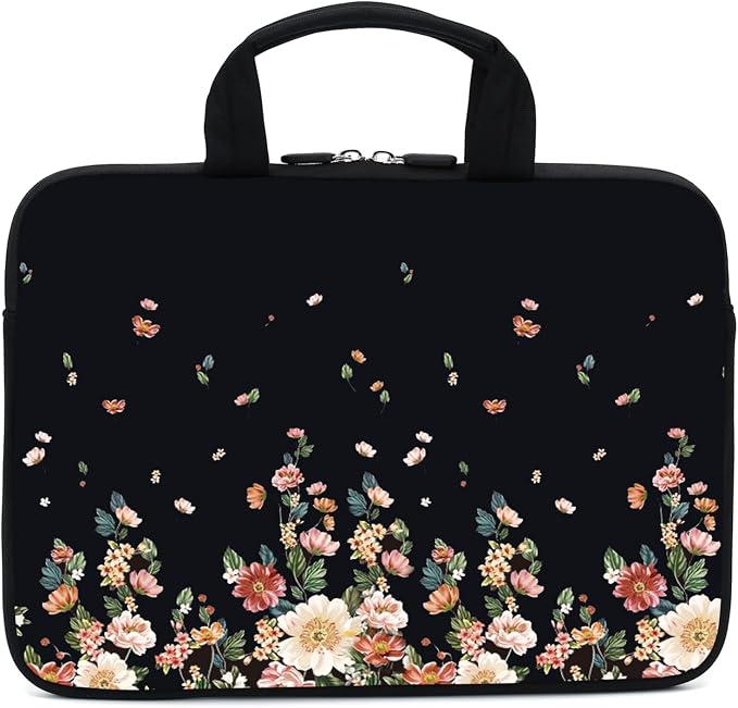 15.6" Laptop Sleeve 14" 15" 15.4" Chromebook Case Ultrabook Case Notebook Sleeves PC Messenger Bag (Flowers)
