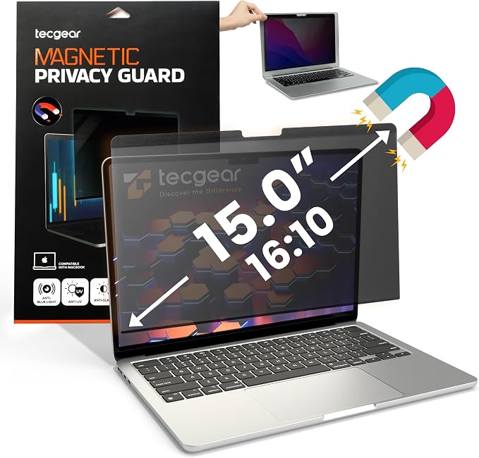 Privacy Screen Filter 15 Inch | MacBook 15 Inch M1 Privacy Filter | Magnetic Laptop Screen Protector | Anti Glare Blue Light Blocking Magnetic Guard | Matte Eye Protection