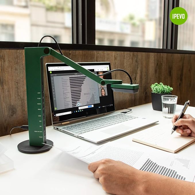 IPEVO VZ-R HDMI/USB Dual Mode 8MP Visual Communication Tool for Real-time Projection, Distance Learning, Web conferencing, Video Recording, Live Demos — Works with and Without a Computer,Green