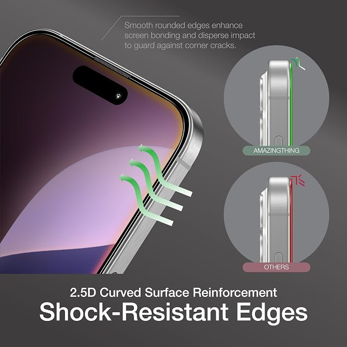 AMAZINGthing for iPhone 16 Plus [Titan - Privacy] Screen Protector, Anti Spy, 9H Tempered Glass, Built-in Dust Filter Full Coverage, Case‑Friendly, Oleophobic, Bubble‑Free Application, 2 Pack