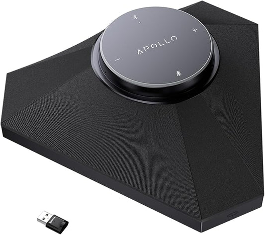 Conference Speaker and Microphone for Large Meeting Rooms, Daisy Chain Mics(Not included) for Up to 20 People, 360° Voice Pickup, AI Noise Reduction, 10W Speakerphone, USB/Bluetooth, Works with Zoom