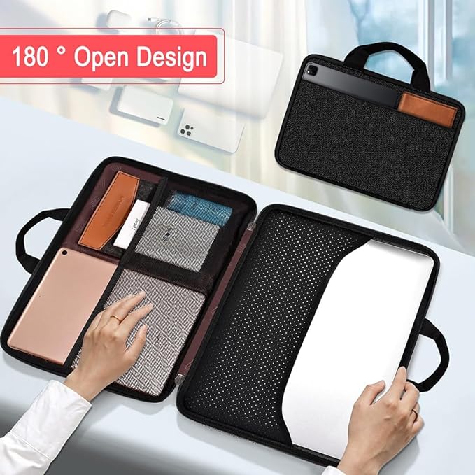 Hseok Laptop Case 13.3-14 inch Sleeve, TSA Computer Handbag Water-Resistant and Shockproof Bag Compatible with MacBook Pro/Neo 14", Mac Air/Pro 13.3" and 13"-14" Notebooks Chromebooks,Black