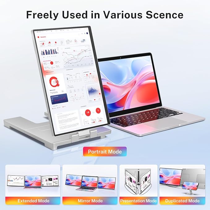 Triple Screen Laptop Monitor Extender - 2.5K QHD IPS Triple Portable Monitor for Laptop 13.3-17 Inch, Plug Play and Compatible with MacOS/Wins/Chrome/Dex (Silver)