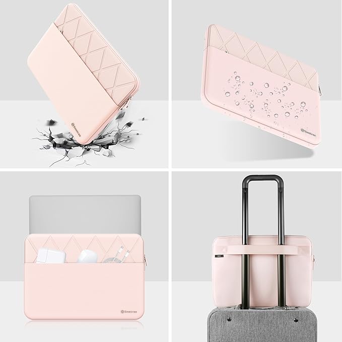 Smatree Laptop Sleeve for 15.6 inch LG gram Book 15.6, LG Laptop Case with Accessory Pocket, YKK Zipper, Patented Super-Corner Design, Pink (E602P)
