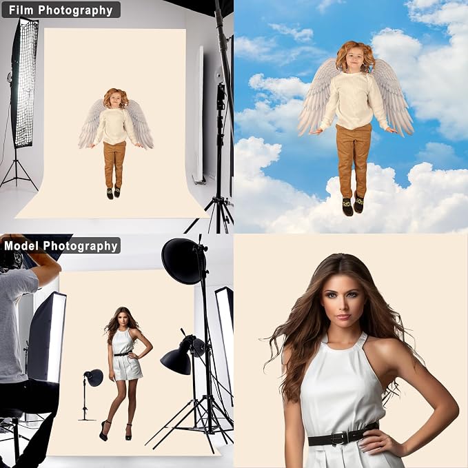 Cream Backdrop for Photoshoot Professional Photo Backdrop Background Curtain for Product Photography Portraits Wedding Party Live Streaming Video Recording 3X5 FT