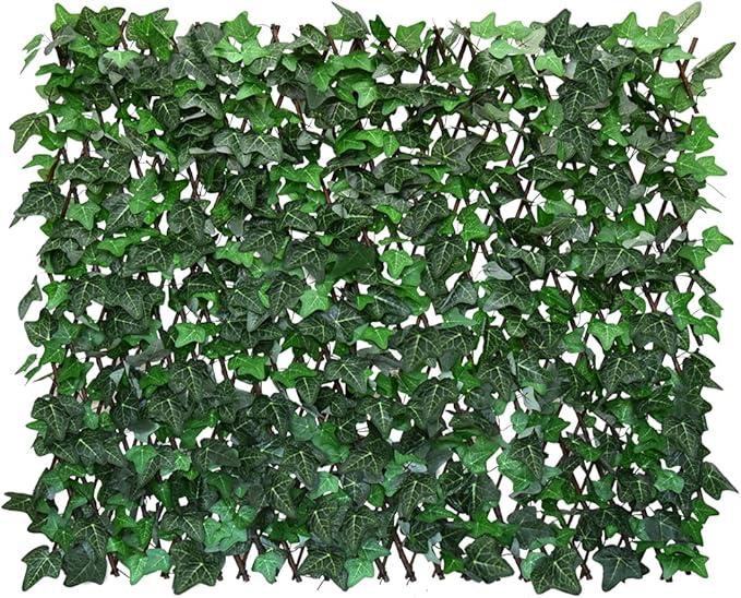 GLANT Expandable Fence Privacy Screen for Balcony Patio Outdoor,Decorative Faux Ivy Fencing Panel,Artificial Hedges (Single Sided Leaves) (4, Green-Ivy)