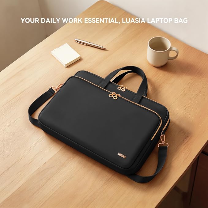 17 17.3 Inch Laptop Case Bag Women Men Compatible with HP OmniBook Envy Omen Pavilion/Dell Inspiron Precision/LG Gram/Yoga ThinkPad, Messenger Carrying Briefcase Computer Bag 18 inch, Black