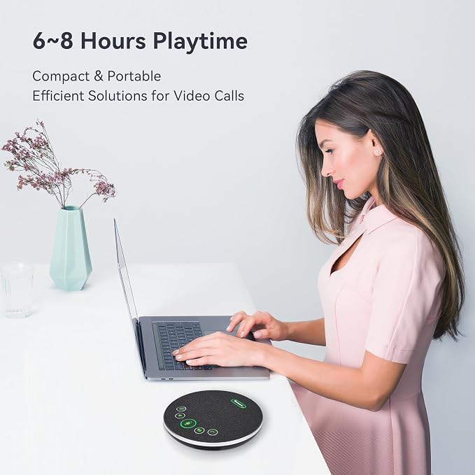 Tenveo Conference Speaker Microphone, Bluetooth/Dongle/USB Connectivity, 4 AI Noise Mics and 360° Sound Pickup,Compatible with Zoom, Teams, OBS, Supports 10-12 People for 8 Hours of Talk Time