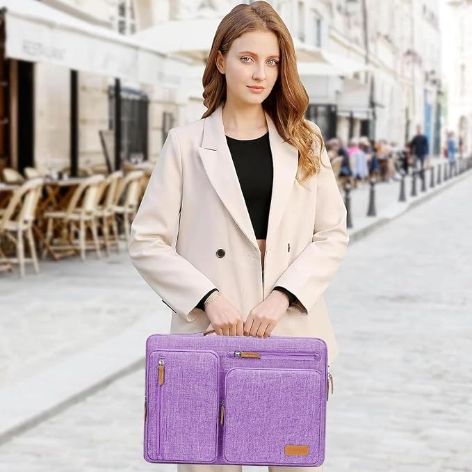 MOSISO 360 Protective Laptop Case 16 inch, 15-15.6 inch Laptop Sleeve Compatible with MacBook Pro 16, HP Acer Dell Lenovo ASUS, Side Open Carrying Case with 4 Zipper Pockets&Handle, Lilac
