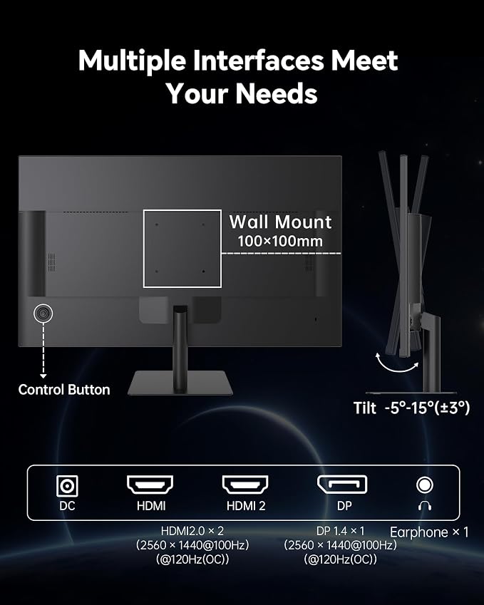 KTC 32 Inch 2K 120Hz Computer Monitor, IPS QHD 2560 x 1440p Monitor with Ultra-Thin Bezels, HDR10, Adaptive Sync, HDMI/Display Ports, Tilt Adjustable, Eyecare, for Office and Casual Gaming, H32T13