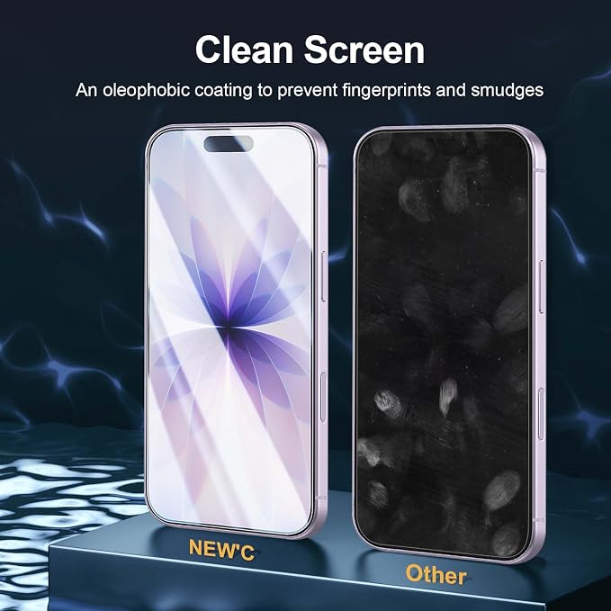 NEW'C 3x Screen Protector for iPhone 17 (6.3 inches)+ 3x Camera Lens Protector, Sensor Protection, Case Friendly Tempered Glass Film, Ultra Resistant, Easy installation tool include