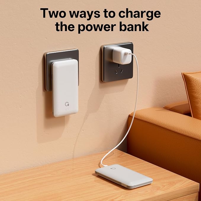 Portable Charger with Built-in Cables and AC Wall Plug, USB C External Battery Pack, 10000mAh Travel Essentials Power Bank Compatible with iPhone17/16/15/14/13, Samsung Galaxy, Pixel,Tablet and More