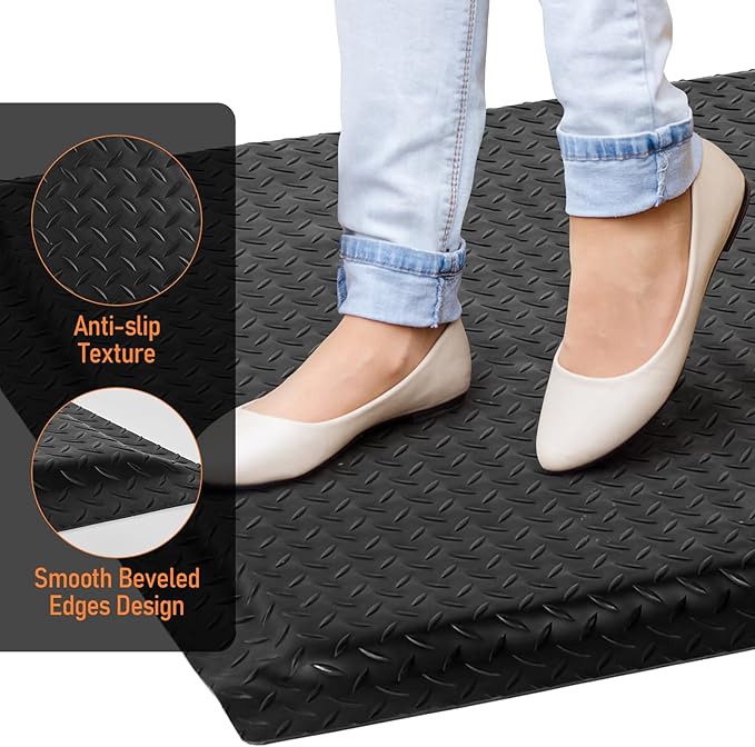 Anti Fatigue Mats Industrial 2' x 5' 15/16" Thick Ergonomic Standing Mat Commercial Kitchen Mat Heavy Duty Diamond Plate Shop Floor Mats Helps Relieve Back and Leg Soreness