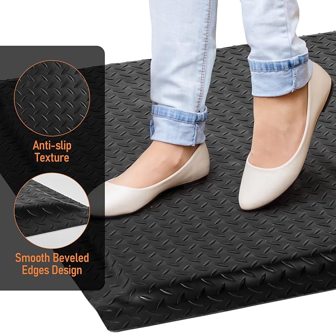 Anti Fatigue Mats Industrial 3' x 7' 15/16" Thick Ergonomic Standing Mat Commercial Kitchen Mat Heavy Duty Diamond Plate Shop Floor Mats Helps Relieve Back and Leg Soreness