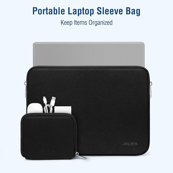 MOSISO Laptop Case 17.3 inch, 17-17.3 inch Laptop Sleeve Bag Compatible with Dell XPS/HP Pavilion/Ideapad/Acer/Alienware/HP Omen Notebook, Neoprene Computer Sleeve Bag with Small Case, Black