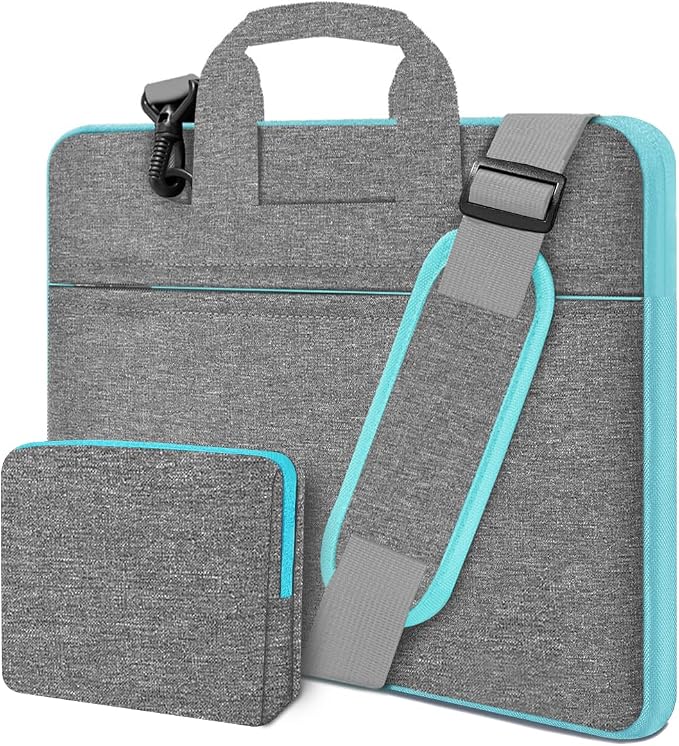 Hseok Laptop Shoulder Bag 13-14 inch Shockproof Water-Resistant HandBag with Small Case Compatible with MacBook Pro/Neo 14" M5/M4/M3/M2/M1, Mac Air/Pro 13.3", XPS 13/14, Most 13"-14" PC,DK gray-blue