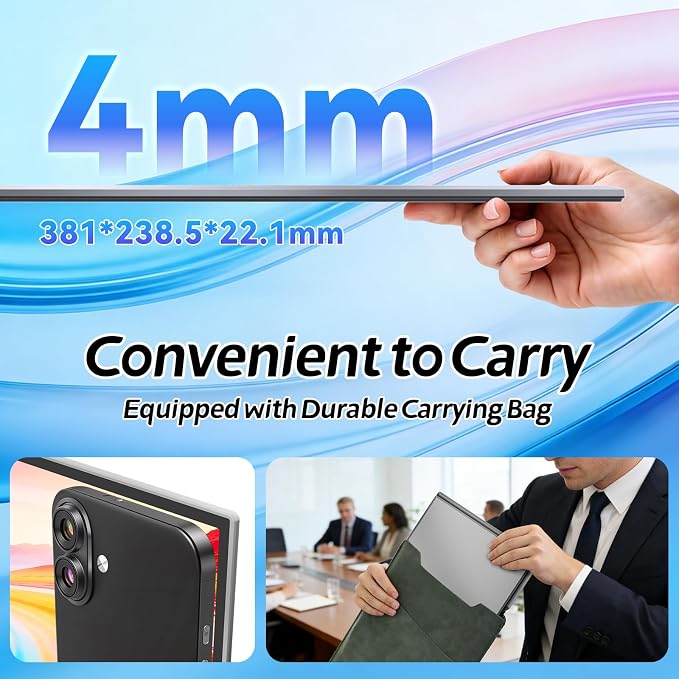 Teamgee Laptop Screen Extender, 15.6" Ultra-Slim FHD Portable Monitor, Plug & Play Triple Laptop Monitor Extender for Travel, Work, and Gaming, Compatible for Mac/Windows/Android/Dex