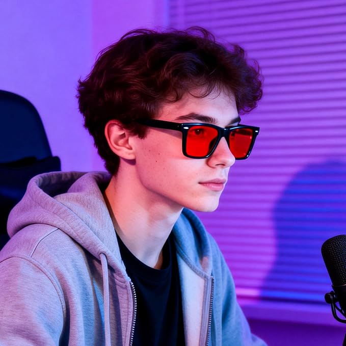 ViewJoy Sleep Glasses 99.9% Blue Light Glasses Dual AR Coatings Amber Orange Lens for Computer Gaming Reduce Eyestrain