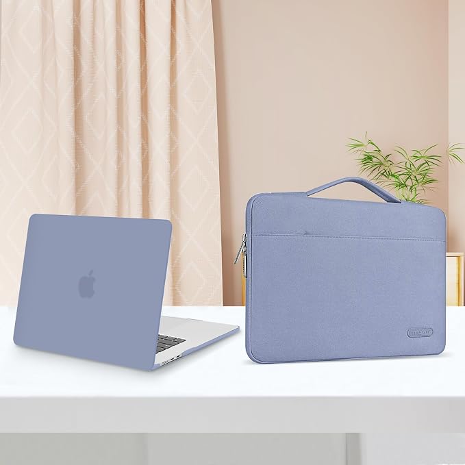 MOSISO Compatible with MacBook Air 15 inch Case M5 2026 M4 2025 M3 M2 2024 2023 A3448 A3241 A3114 A2941,Protective Hard Shell&Carrying Sleeve Bag&Keyboard Cover&Webcam Cover&ScreenFilm, Lavender Gray