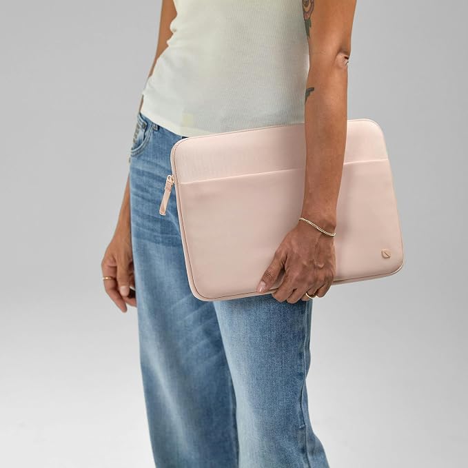 Incase A.R.C. Laptop Sleeve 14 Inch – MacBook Case with Faux Fur Lining, External Pocket – Fits MacBook Pro Air Lenovo Dell HP – Laptop Cover, Computer Case - Travel, Work, College - Peach