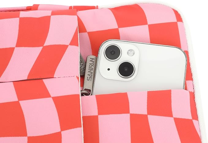 360° Protective Laptop Sleeve Case Bag with 3 Pockets,Handle,Luggage Strap for MacBook Pro 14 inch and 14 inch-14.4 inch Screen Laptop(Grid)