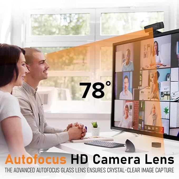 Sentinel 2K Webcam for PC with Microphone, Touch Control, Autofocus, Privacy Shutter & 360° Adjustable | Camera for Computer, Laptop & Mac | USB Video Streaming for Zoom/Skype/Google Meet/Team