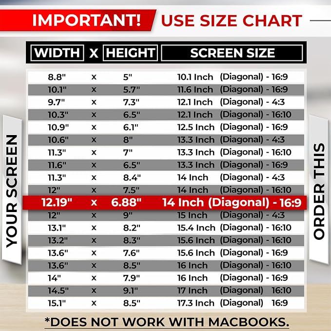 SightPro 14 Inch 16:9 Laptop Privacy Screen Filter - Privacy Shield and Anti-Glare Protector (Not Magnetic)