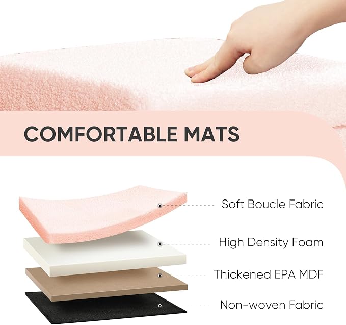 PINPLUS Storage Ottoman Cube Square Shaped Ottomans with Storage Foot Stool Footrest for Lving Room Boucle Ottoman Seat for Dorm Room,Faux Teddy Fur Pink,15"x15"x15"