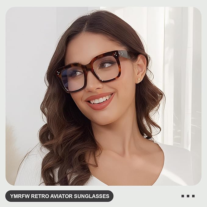 Ovresized Blue Light Blocking Glasses for Women Men Square Computer TV Eyeglasses