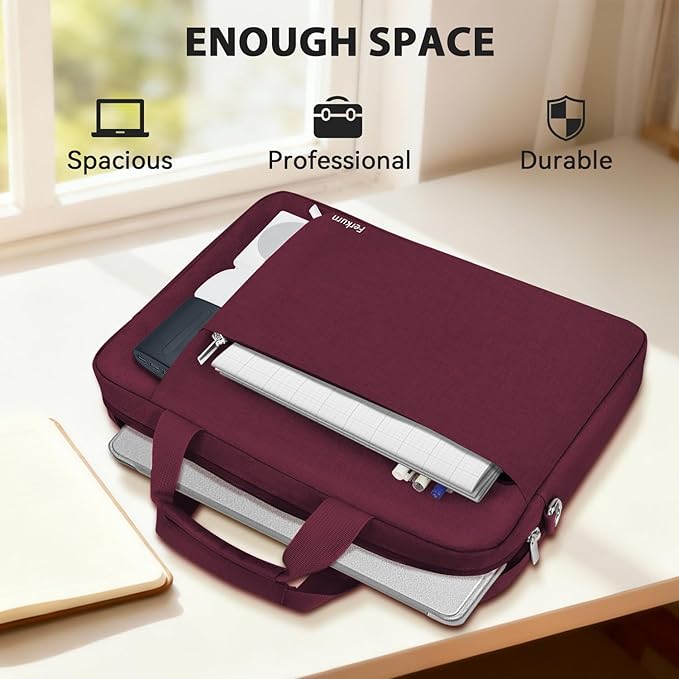 Ferkurn Laptop Bag Case for Women Men Computer Bag Compatible with HP Envy Pavilion Omen/LG Gram/MSI/Dell Inspiron XPS/Lenovo/Acer, Shoulder Strap Carrying Messenger Briefcase, Red, 17 17.3 Inch