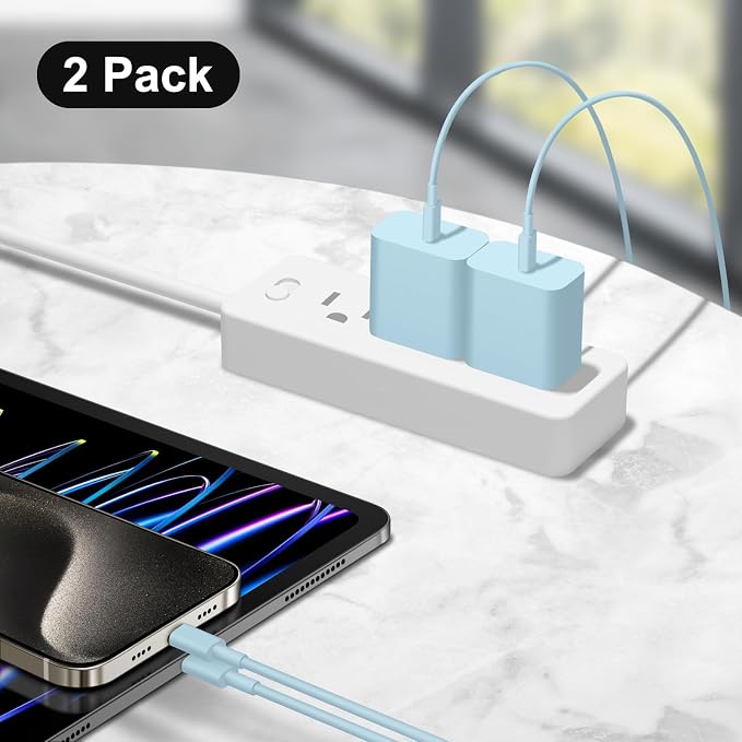 iPhone 17 16 15 Charger Fast Charging 10FT - 20W USB C Charger Block with 10FT Type C to C Cable Compatible with iPhone 17/17 Pro/17 Pro Max/Air/16/16e/15, iPad Pro, iPad Air (Blue)