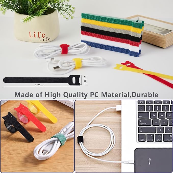 ELII 302PCS Cable Management Kit 4 Cable Sleeve,45Cable Clips,11Cable Holders,22 Roll Cable Organizer Straps and 200 Fastening Cable Ties,20 Cable Zip Tie Mounts Computer Under Desk (Black)