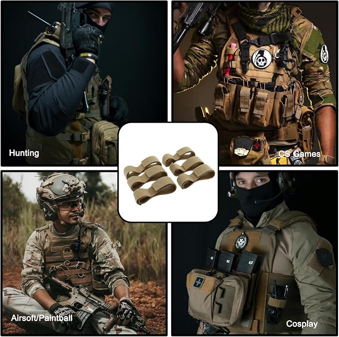 6PCS MOLLE Tactical Organizer Straps – Hook & Loop Cable & Hydration Tube Holders for Vest & Backpack (CB)