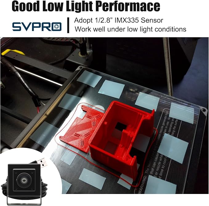 SVPRO 5MP 30FPS USB Camera IMX335 Sensor Fisheye Webcam for 3D Printer, Laser Engraver, Machine Vision, Industrial Camera, Security Monitoring(M12 Lens, USB Plug & Play for Windows/Mac/Linux/Android)