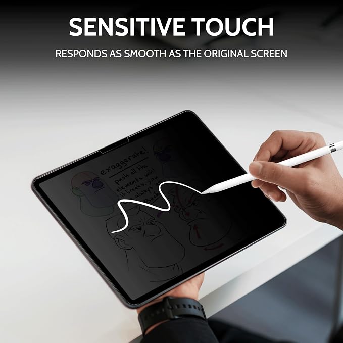 Peslv 360° Privacy Screen for iPad Pro 13 Inch M4/M5 [2024/2025 7th/8th Gen], Anti Glare Blue Light Spy Filter Private Cover, High Sensitive Bubble-Free Easy Install Black Security Protector