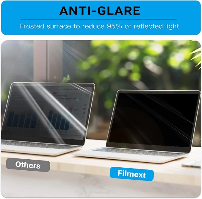 FILMEXT 16 Inch Laptop Privacy Screen Compatible with Lenovo Hp Dell Acer Asus Thinkpad Envy Xps -16:10 Aspect Ratio, Removable computer laptop privacy screen filter anti-blue light Anti Spy Shield