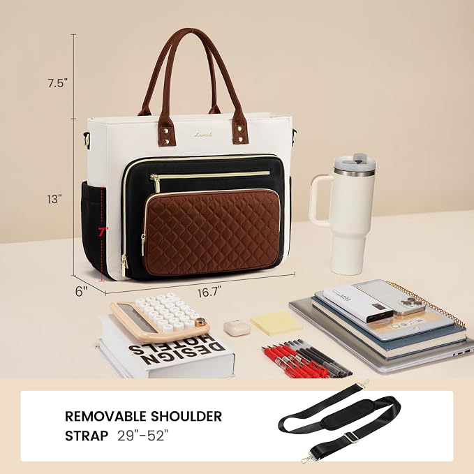 LOVEVOOK Teacher Tote Bag for Women Work, Laptop Bag With Large Cup Holder, Professional Computer Briefcase, Nurse Bags Business Large Purses Handbag, Diaper Bag Mother Gift, 15.6 Inch