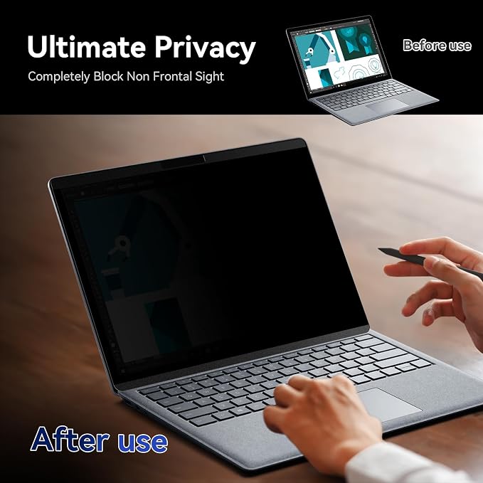 Magnetic Privacy Filter Compatible with 15 Inch Surface Laptop 5/4/3/2/1, Removable Anti Glare Blue Light Laptop Privacy Screen Black Security Private