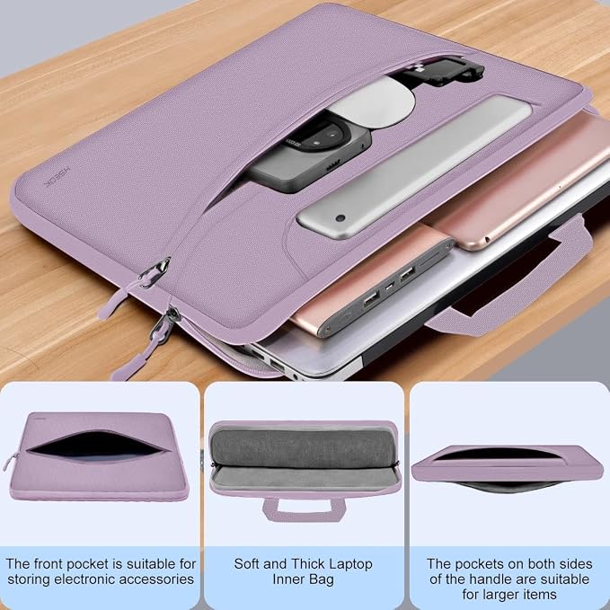 Laptop Shoulder Bag 17.3 inch Case, Durable Shockproof Protective Briefcase with Multi-Pockets Compatible with Most 17-17.3 inch HP Acer Dell Lenovo ASUS MSI Notebooks,Purple