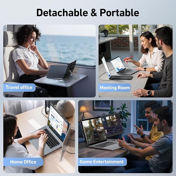 Vixtan 1.3lbs Ultra-Light Laptop Screen Extender, 14" FHD 1080P Portable Dual Monitor, Ultra-Thin Plug & Play for 13"-17" Laptops