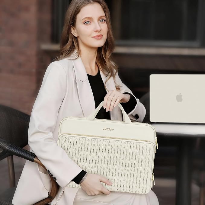 MOSISO Laptop Case 16 inch, 15-15.6 inch Laptop Sleeve Compatible with MacBook Pro 16 M5 M4 M3 M2 M1, HP Dell Acer Lenovo ASUS Notebook, Wheat Ear Quilted Carrying Bag with Handle&Pocket, Sand