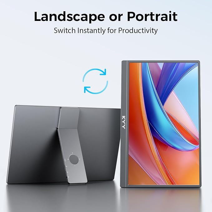 KYY Portable Monitor for Laptop,15.6'' Computer Screen Extender 1080P USB-C HDMI Laptop Display Built-in Stand & Dual Speakers, External HDR Display, Travel Monitor for PC MAC Phone Xbox PS4/5 Switch