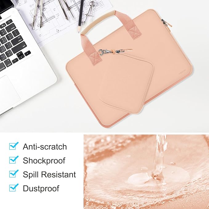 Hseok Laptop Sleeve 14 inch Case with Small Case, Compatible with MacBook Neo 14, MacBook Pro 14 M5/M4/M3/M2/M1, XPS 14 and Most 14 inch Notebooks, Neoprene Computer Handbag,Orange pink