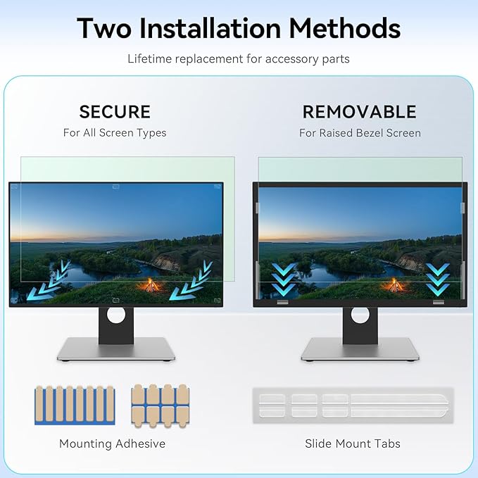 [2-Pack] 24 Inch Anti Blue Light Screen Protector Compatible With Lenovo Hp Dell Acer Asus Samsung etc Monitor 16:9 Aspect, Removable Anti Glare Filter Uv Blocker Shield Cover Eye Protection Film Laptop