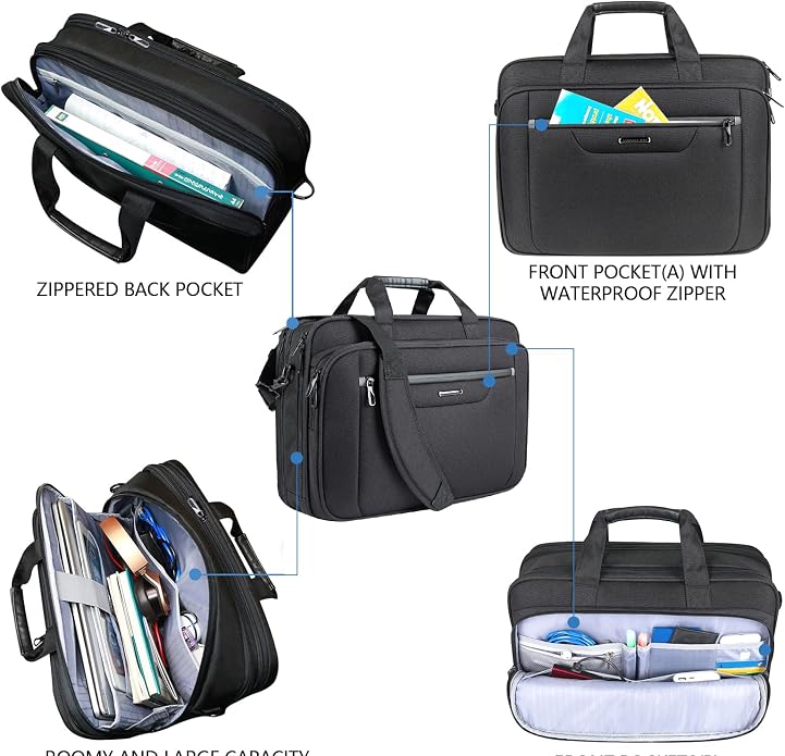 VANKEAN Laptop Briefcase Premium Laptop Case Fits Up to 17.3 Inch Business Shoulder Bag Laptop Expandable Water-Repellent