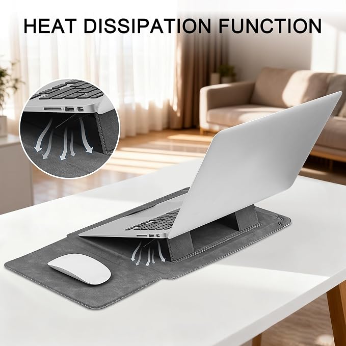 HoYiXi 14 Inch Laptop Sleeve Case with Stand Feature for Mac Book Pro 14 2021/ASUS Vivobook 14/HP Pavilion X360/IdeaPad 14/Dell HP ASUS Acer Huawei Matebook 14'',Compatible 13.3-14'' PC,Dark Gray