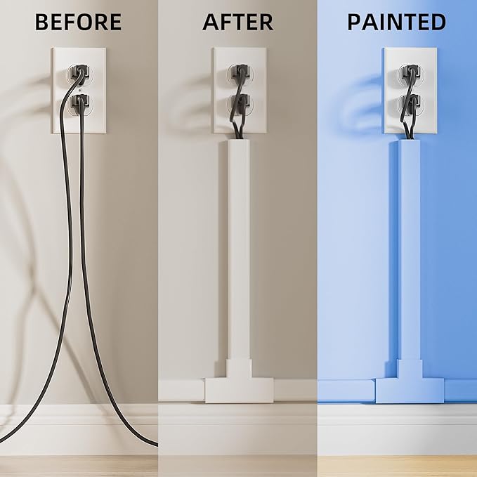 Delamu Large 142in Cord Hider for 3-4 Cords, Cord Covers for Wires on Wall, Easier Install Wire Covers for Cords on Wall, Cable Wire Hider, Cable Cover Management Raceway, W1.18 H0.63in, White
