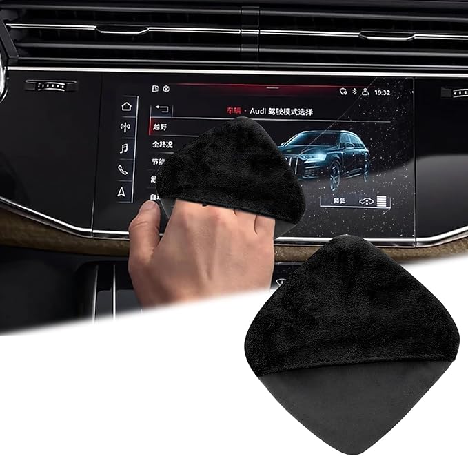BFXM Car Screen Cleaner, 4.1''×4.1'' Microfiber Dashboard Wipes, Square Microfiber Cloth, Automotive Display Wipes,Vehicle Screen Cleaner Tool for Dashboard Display, Car Interior Tool (Black)